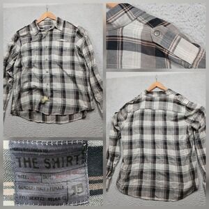The Shirt Brand Plaid Button Up Men's L Gray‎ Black Beige Long Sleeve Casual